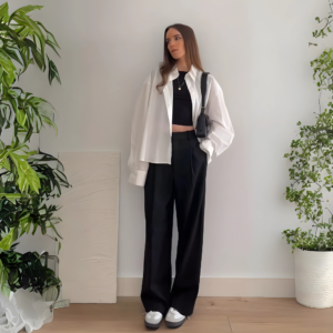 Wide-Leg Pleated Trousers