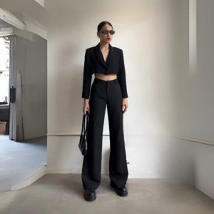 Wide-Leg Pleated Trousers