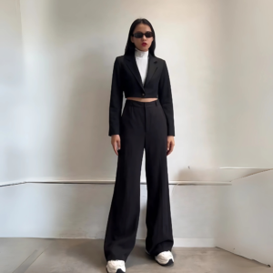 Wide-Leg Pleated Trousers