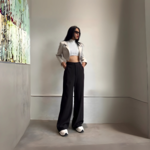 Wide-Leg Pleated Trousers