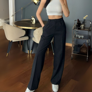 Wide-Leg Pleated Trousers